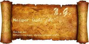 Neiger Győző névjegykártya